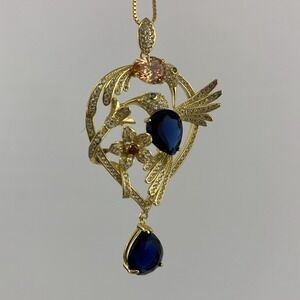 Daniel Steiger Sterling Silver Golden Hummingbirds Pendant Necklace